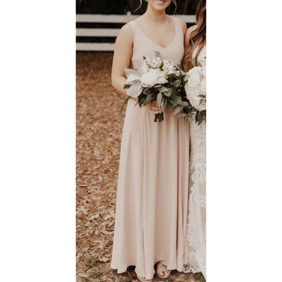 Show Me Your Mumu Jenn Maxi Bridesmaid Dress in Dusty Blush Crisp - Picture 3 of 7